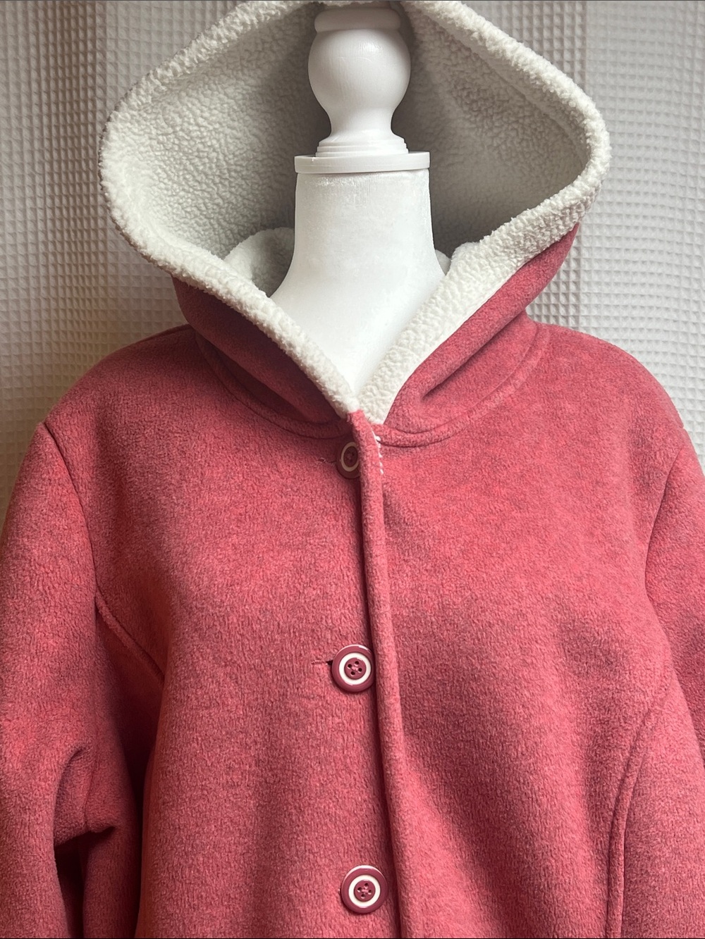 Denim&Co  Hooded button front coat/jacket with Sherpa Fleece lining with pockets